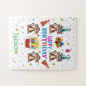 Cute Monkey Happy Birthday Cupcake Puzzles  (Horizontal)