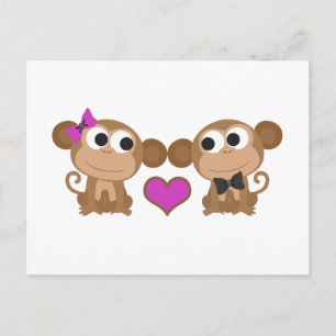 Cute Monkey Love Briefkaart