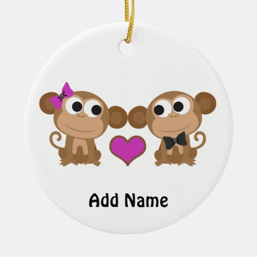 Cute Monkey Love Keramisch Ornament (Voorkant)