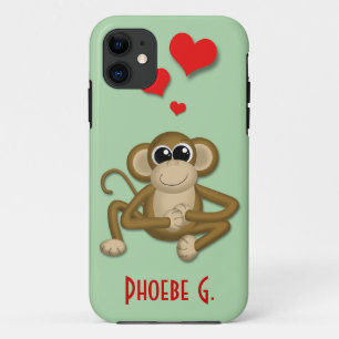 Cute Monkey Love Personalized iPhone 5 Hoesje