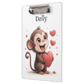 Cute Monkey Love Red Hearts Clipboard  Klembord (Links)