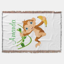 Cute Monkey met Banana Deken