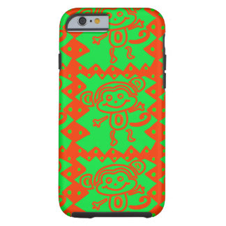 Cute Monkey Oranje Green Animal Pattern Tough iPhone 6 Hoesje
