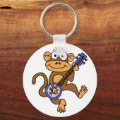 Cute Monkey Palling Banjo Cartoon Sleutelhanger (Voorkant)