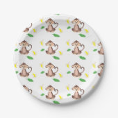Cute Monkey Pattern Oerwoud Tropical Leaves Banana Papieren Bordje (Voorkant)