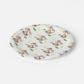 Cute Monkey Pattern Oerwoud Tropical Leaves Banana Papieren Bordje (Gekanteld)