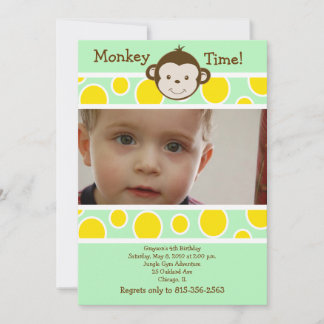 CUTE MONKEY *PHOTO* Invitation d'anniversaire