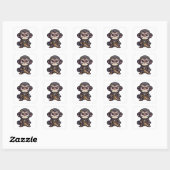 Cute Monkey Samurai Eye Catching Schattig Monkey Vierkante Sticker (Vel)