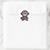 Cute Monkey Samurai Eye Catching Schattig Monkey Vierkante Sticker (Tas)