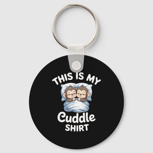 Cute Monkey Sleep Couple This Is My Cuddle Sleutelhanger (Voorkant)