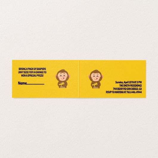 Cute Monkey thème Baby shower garçon (Inside Unfolded)