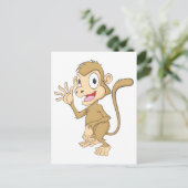 Cute Monkey Waving Hand Hallo Goodbye Briefkaart (Staand voorkant)