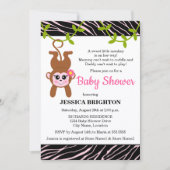 Cute Monkey Zebra Stripes Baby shower Kaart (Voorkant)