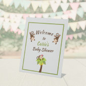 Cute Monkeys Baby shower Welcome Pedestal Reclamebord Met Voetstuk