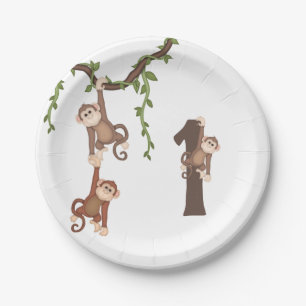 Cute Monkeys Kind 1e verjaardag Bord papier