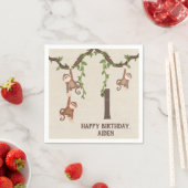 Cute Monkeys Kind 1st Birthday Servet (Insitu)