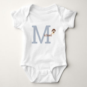 Cute Monogram Baby Boy Bodysuit Lion