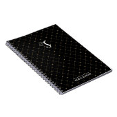 Cute Monogram Black Honeycomb Bee Design Notitieboek (Rechterzijde)