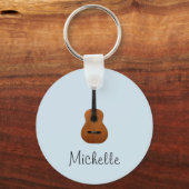 Cute Monogram Blue Music Guitar Sleutelhanger (Voorkant)