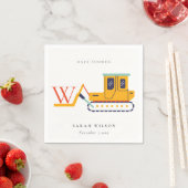 Cute Monogram Construction Fork Lift Baby shower Servet (Insitu)