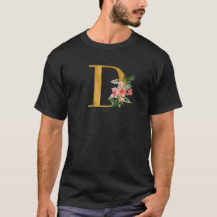 Cute Monogram Initiaal Letters Flowers Capital D P T-shirt