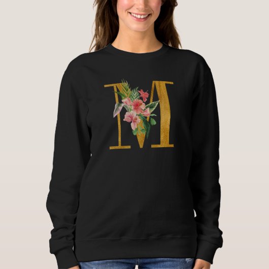 Cute Monogram Initial Letters Coloured Flowers Cap Trui (Voorkant)