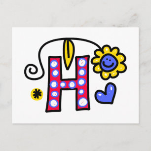 Cute Monogram Letter H Greeting Text Expression Briefkaart