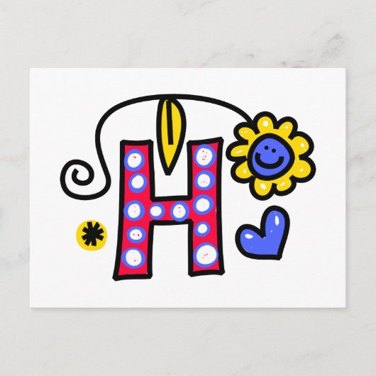 Cute Monogram Letter H Greeting Text Expression Briefkaart (Voorkant)