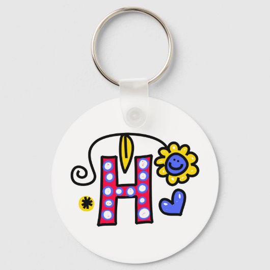 Cute Monogram Letter H Greeting Text Expression Sleutelhanger (Voorkant)