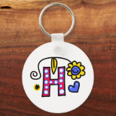 Cute Monogram Letter H Greeting Text Expression Sleutelhanger (Voorkant)