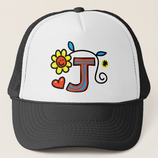 Cute Monogram Letter J Greeting Text Expression Trucker Pet (Voorkant)