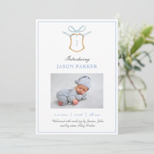 Cute Monogram met krest en boog Aankondiging (Staand voorkant)