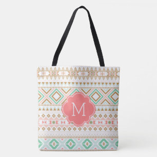 Cute Monogram Tribal Geïnspireerd Patroon Draagtas