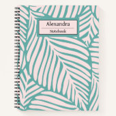 Cute monogram Tropisch blad l Groen en roze Notitieboek (Voorkant)
