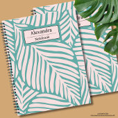 Cute monogram Tropisch blad l Groen en roze Notitieboek