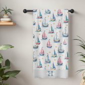 Cute Monogram Voilier & Nom Enfants