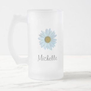 Cute Monogram White Daisy Matglas Bierpul