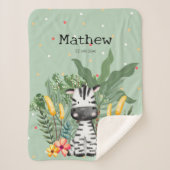 Cute monogram Zebra in het oerwoud Griekenland Sherpa Deken (Voorkant)