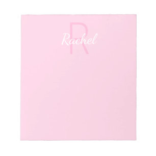 Cute Monogrammed Girl's Name Roze en wit Notitieblok