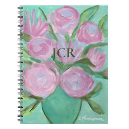 Cute Monogrammed Petals in Roze Notitieboek