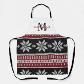 Cute Monogrammed Schort met kerstkeuken (Voorkant)