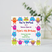 Cute Monster Anniversaire Fête Invitation Modèles (Debout devant)