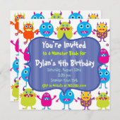 Cute Monster Anniversaire Fête Invitation Modèles (Devant / Derrière)