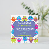Cute Monster Anniversaire Fête Invitation Modèles (Debout devant)