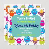 Cute Monster Anniversaire Fête Invitation Modèles (Devant / Derrière)