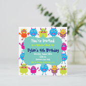 Cute Monster Anniversaire Fête Invitation Modèles (Debout devant)