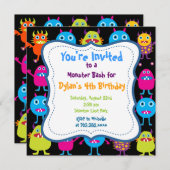 Cute Monster Anniversaire Fête Invitation Modèles (Devant / Derrière)