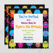 Cute Monster Anniversaire Fête Invitation Modèles (Devant / Derrière)