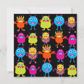Cute Monster Anniversaire Fête Invitation Modèles (Dos)