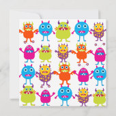 Cute Monster Anniversaire Fête Invitation Modèles (Dos)